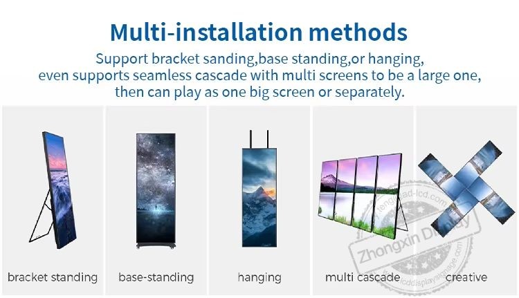 High Brightness Poster Led Display P1.86 P2 P2.5 P3 COB Indoor Commercial Floor Stand Digital LED Poster For Shopping Mall/Cinema