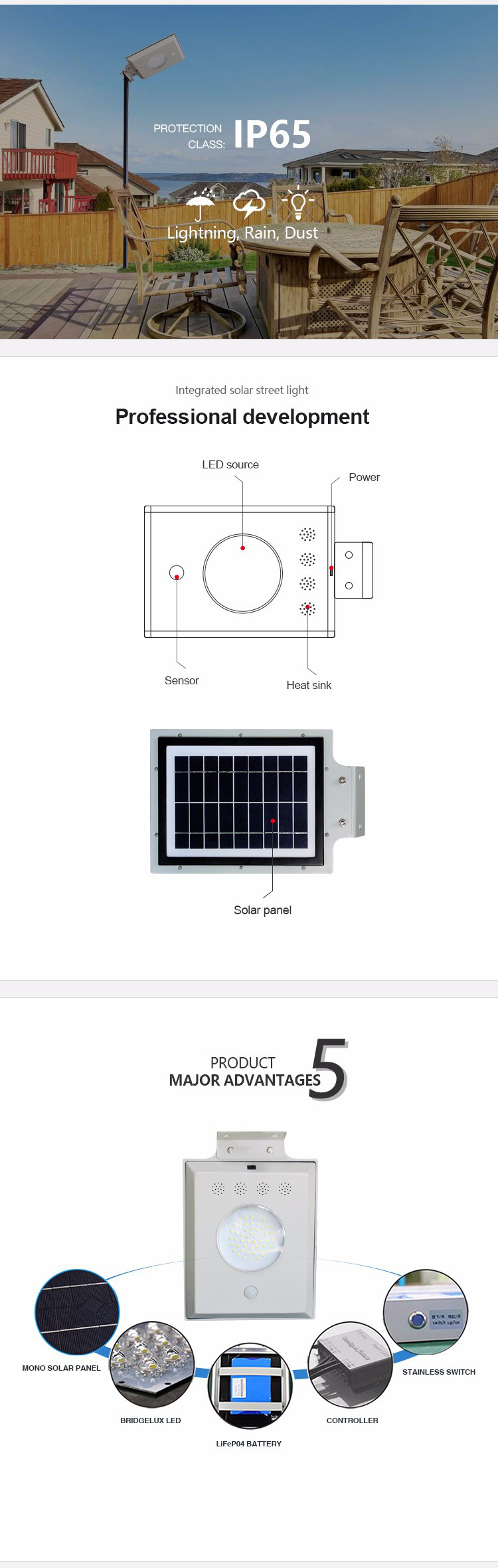 Super bright night road lighting factory price direct sales energy-saving LED solar street light