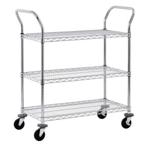  Adjustable Wire Shelf Cart With Pull Handle Restaurant 36&quot; W X 14&quot; D X 38&quot; H Manufactures