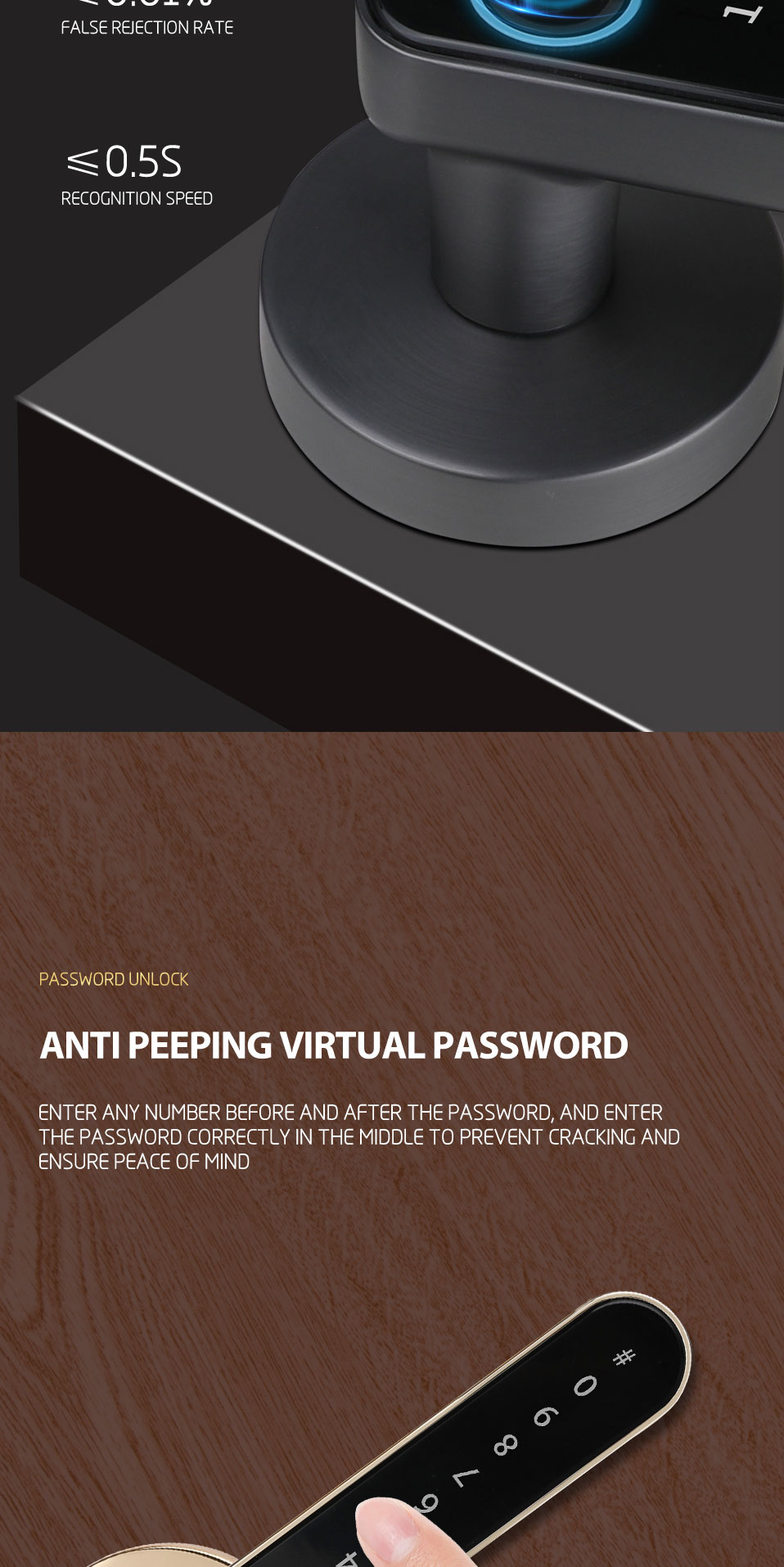 Aluminum Door Keyless Smart Digital Door Lock with Tuya App Passcode and TTlock Control