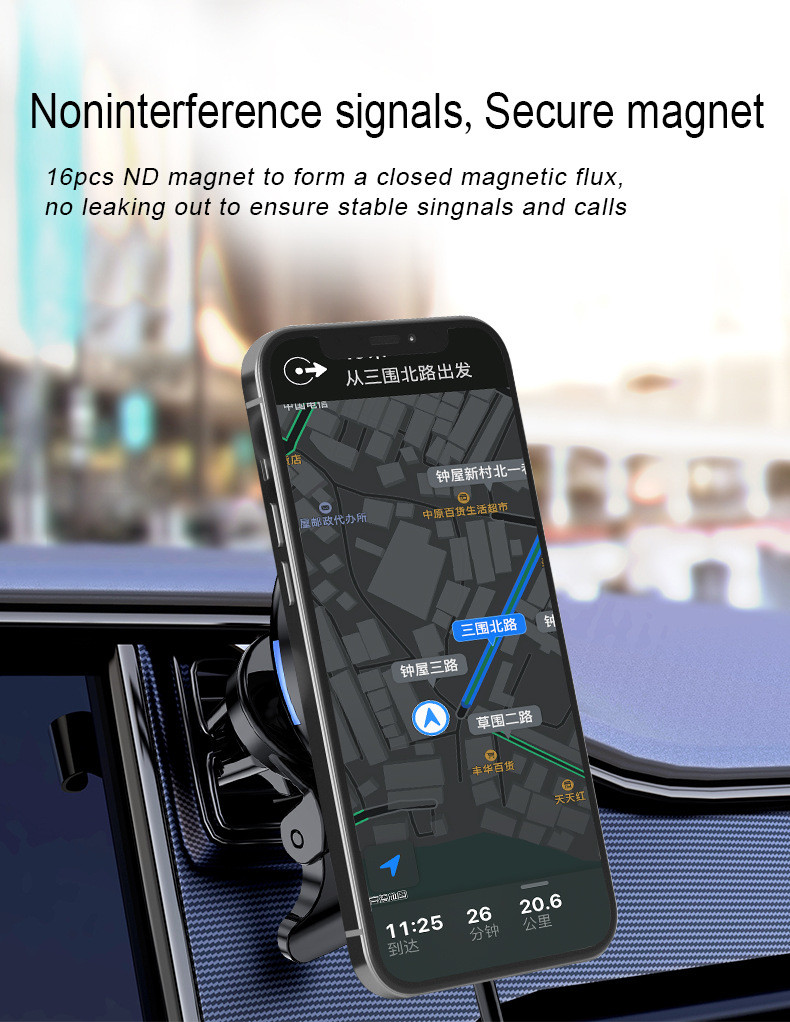 Magnetic 15W 5W Car Mount Wireless Charger Air Vent For IPhone 12
