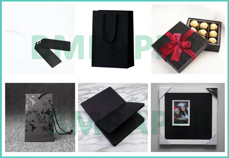 150gsm 180gsm Black Card Paper For Shopping Bags Folding Resistant 70 x 100cm