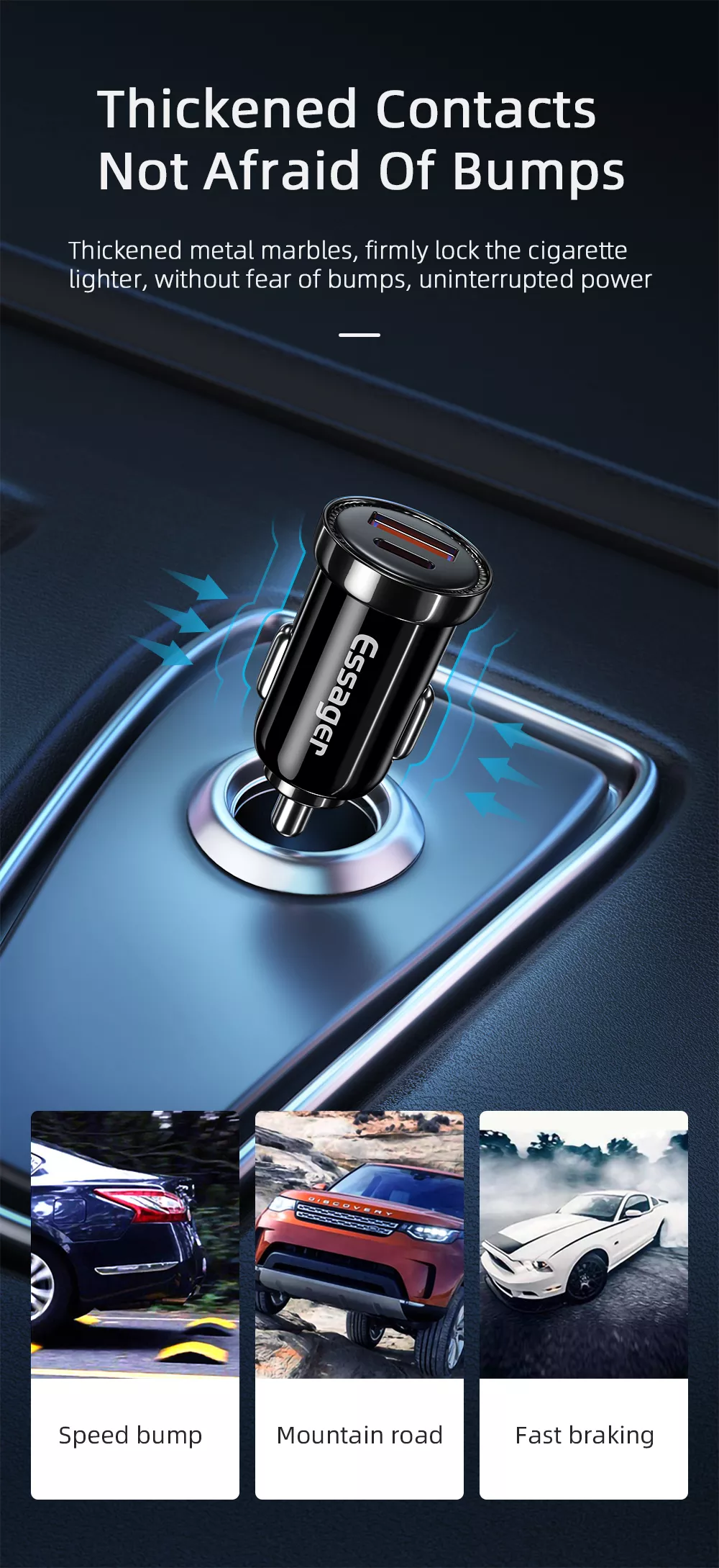 Fireproof PC Phone USB Car Chargers Mini 20W PD3.0 QC3.0