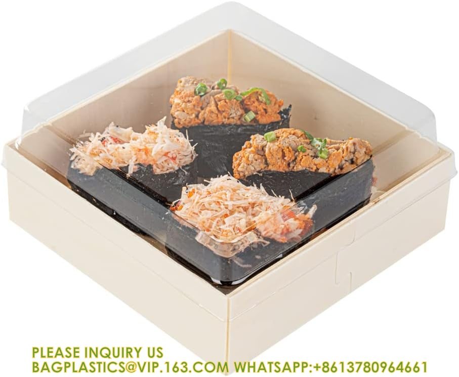 17 Ounce Square Straight Wooden Containers - Containers Sold Separately, Clear Plastic To Go Box Lids