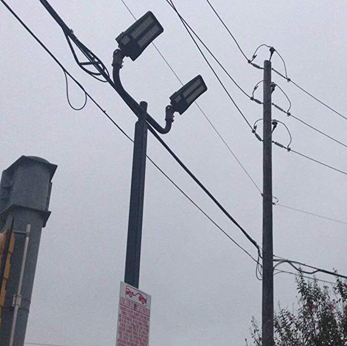 Single-side Bracket Double Square Vertical Tenon for Street Light Poles