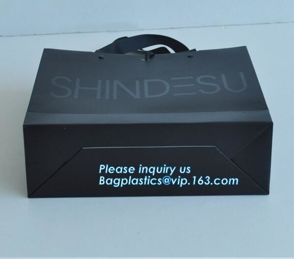 Luxury paper bags with handles Different Sizes,250gsm art paper shopping carrier bag custom printing with handle rope