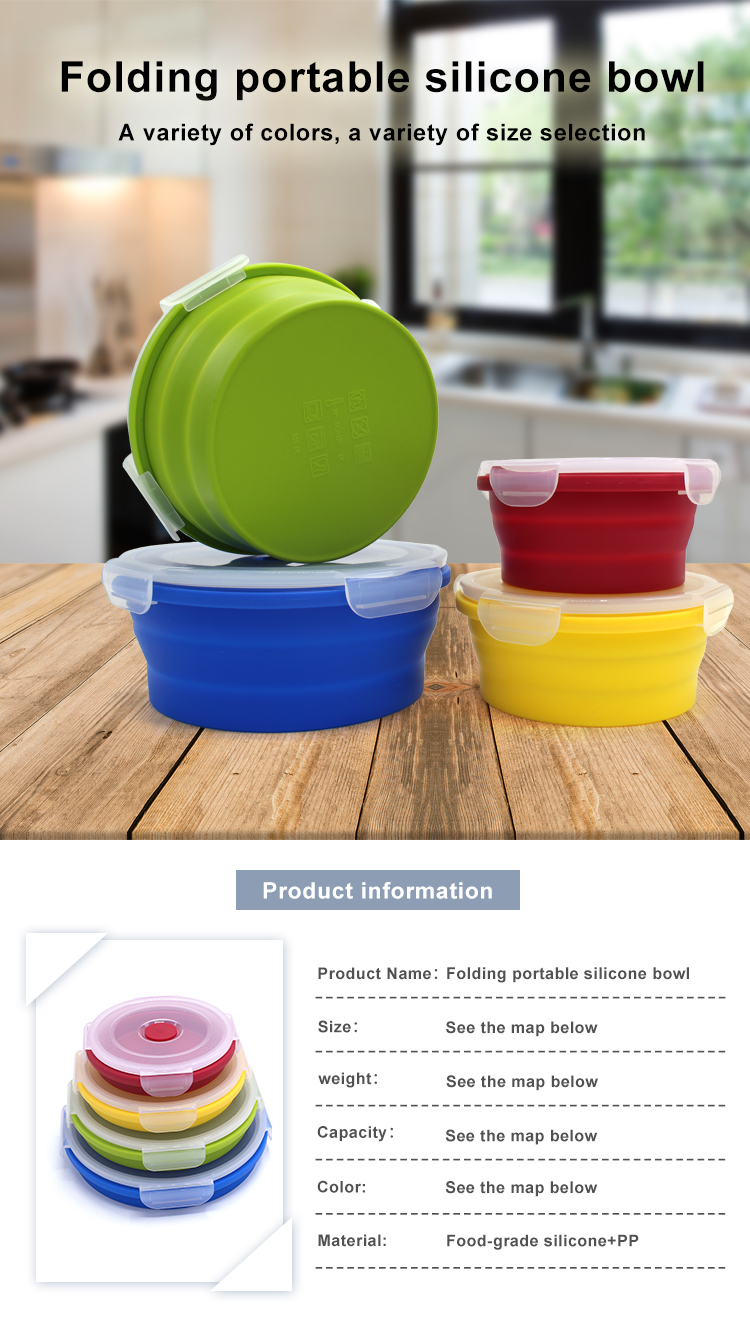 BPA Free Silicone Foldable Lunch Box 4Pcs For Camping