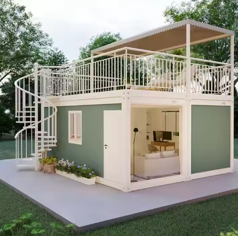 20ft 40ft Light Steel Flat Pack Container Prefab House For Two Layers Apartment