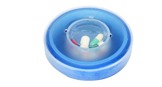 Portable Creative style foldable travel plastic cup with pill case, Random color creative travel cup with pill case for