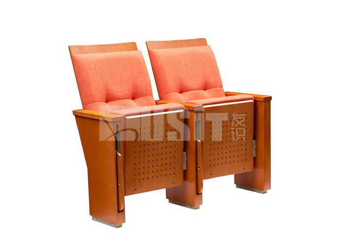 Molded Foam Fabric Orange Lecture Hall Chair With Writing Tablet