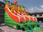 PVC Dinosaur Double Inflatable Water Slide For Pool With Landing Bed