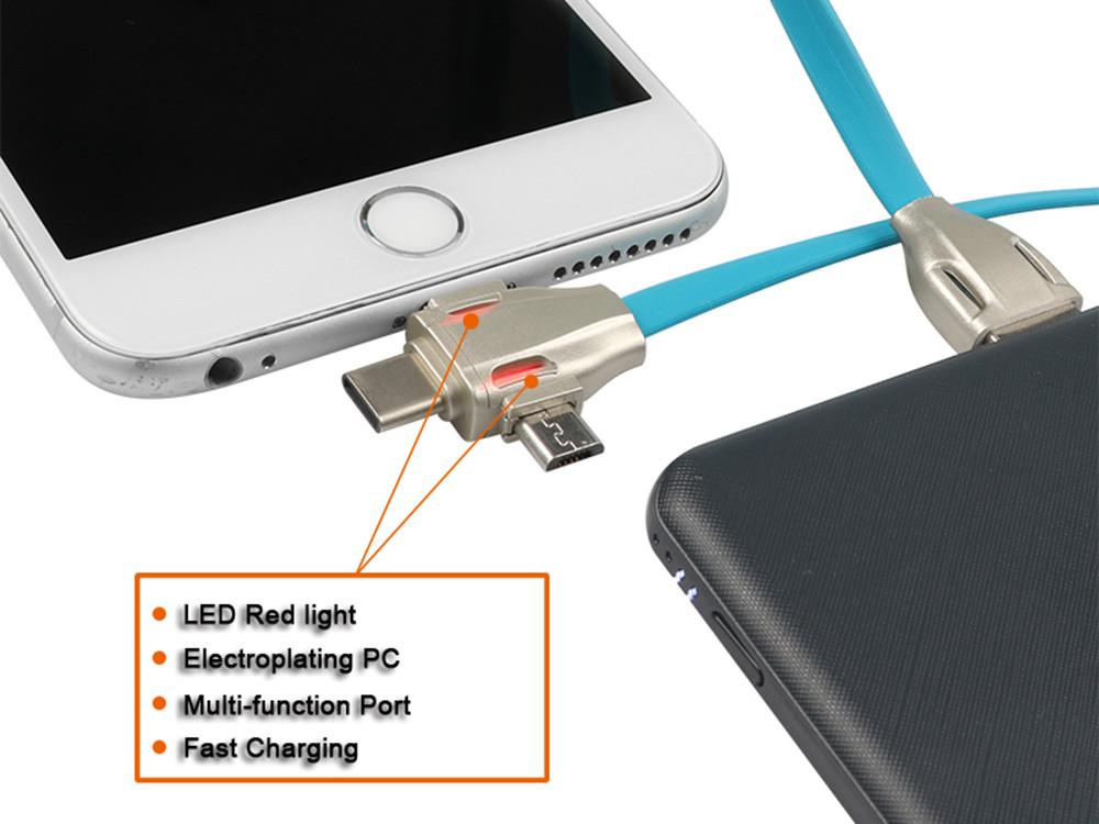 Universal Charging Usb Port Extension Cord 100cm 3 In 1 Portable Easy To Carry