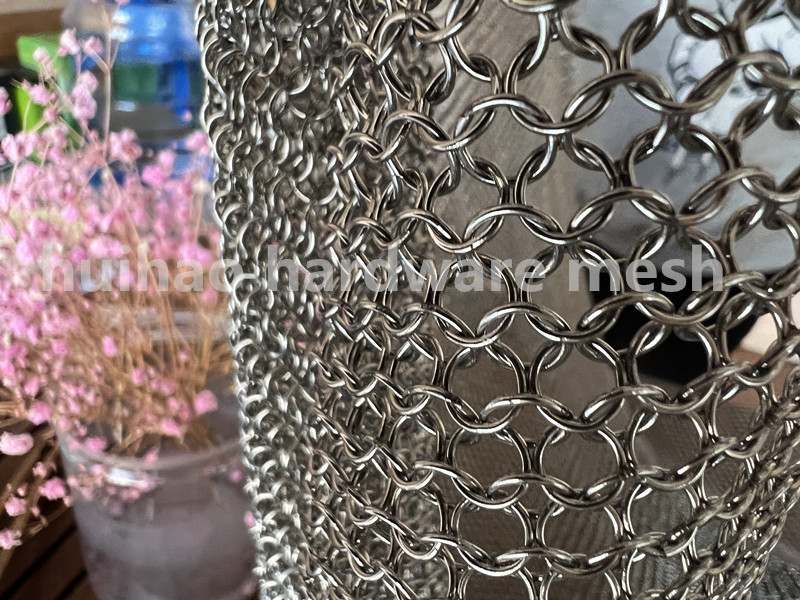 Silver Coated Welded Chainmail Curtain 8mm Round Rings Stainless Steel 316