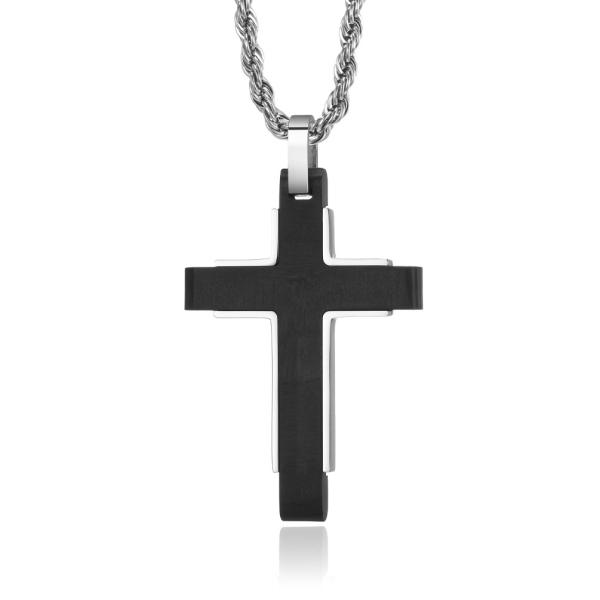Silver Gold Black Stainless Steel Men's Pendant Cross Necklace Jewelery for