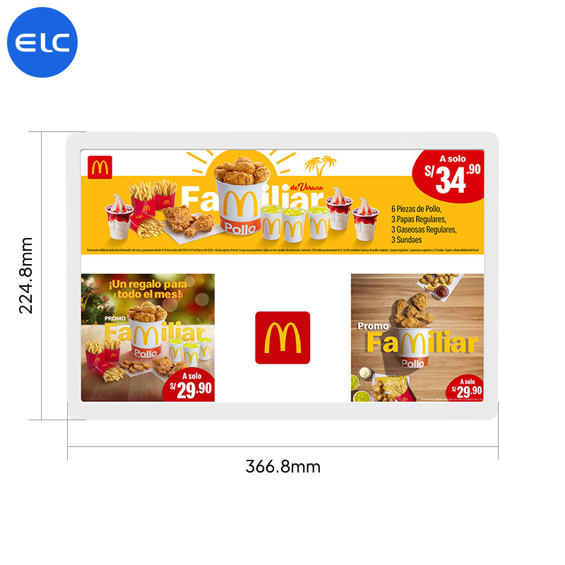 16 Inch Wall Mount Digital Signage Narrow Bezel Android 12 Elegant Slim Advertising