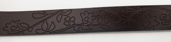 Women Embossed Leather Belt 2.2cm Width With Embossing Flower Pattern