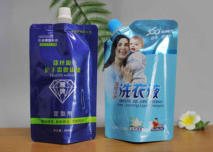 Custom Handle Laminated Doypack Packing Bags With Spout For Liquid Juice