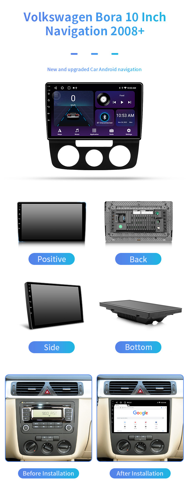 For Volkswagen Bora 2008+ Night Vision HD Car Computer Bluetooth Car Navigation