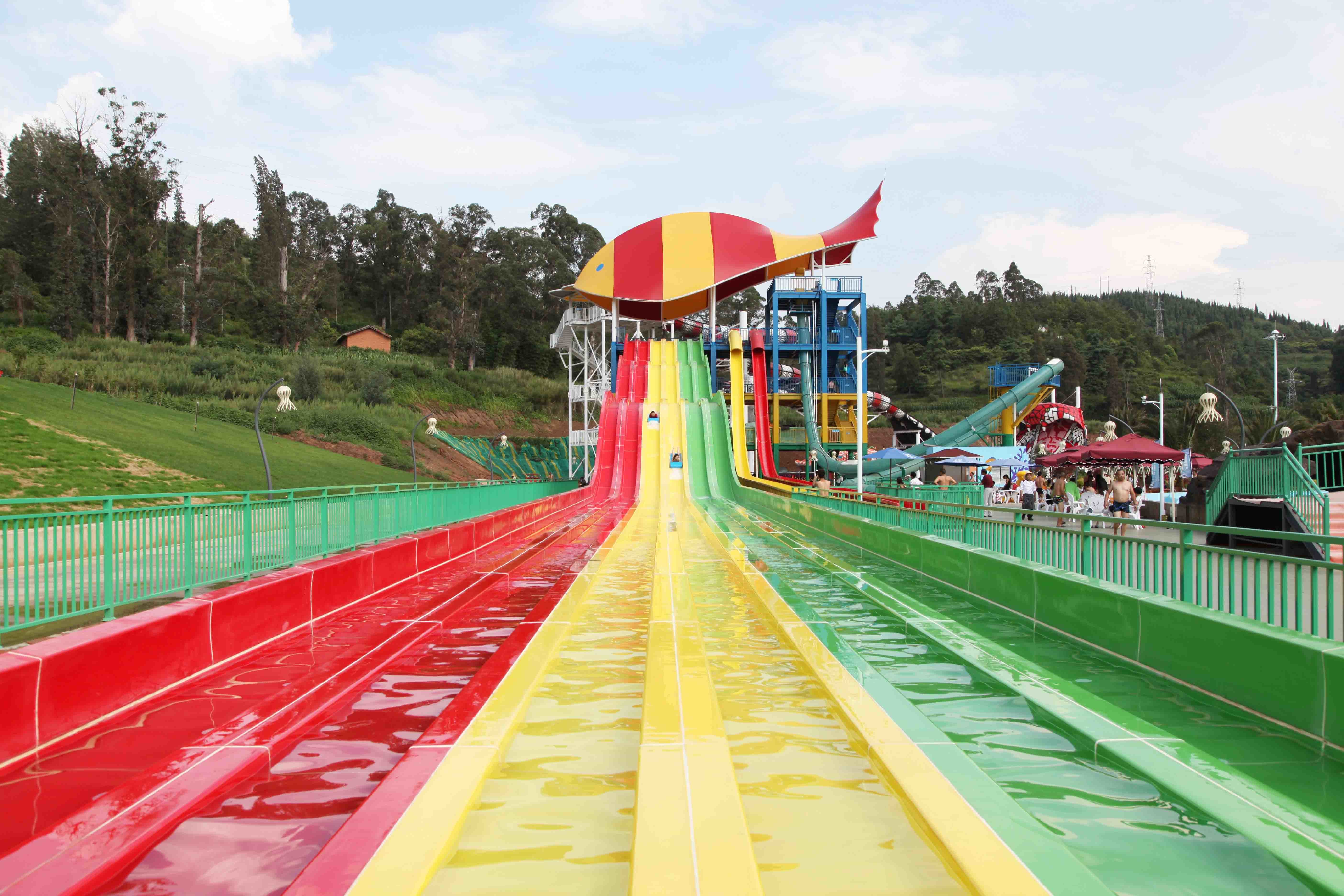 Playground Equipment Fiberglass Product With Stainless Steel Slides HT-06
