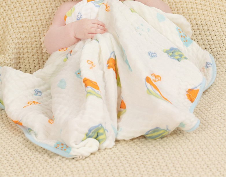 Natural Bright Child Floral Cotton Gauze Fabric 165gsm Infant Wrap Blanket