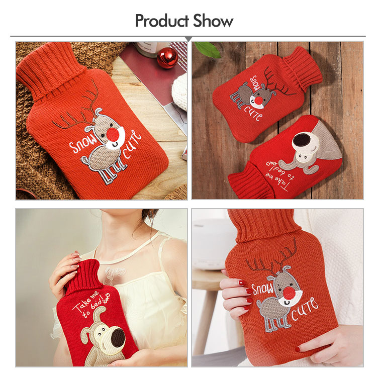 Knitted Jacket Rubber Hot Water Bag , Rubber Douche Bottle 1000ml Kids Classic