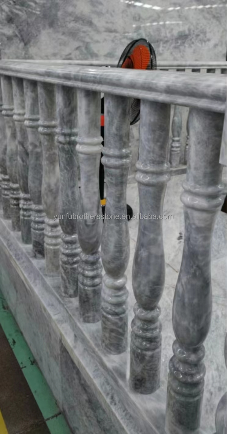 Step Mounted Flooring Onyx Marble and White Marble Balustrade Railing Handrail for Stair