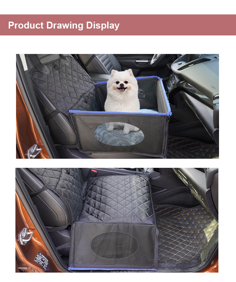 Waterproof Dog Car Booster Seat Pet Front Protector Seat with Non-slip Bottom Storage Pocket and removable and washable