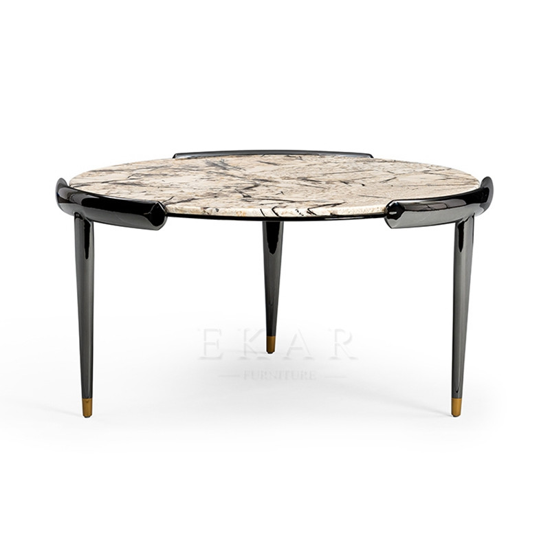 Modern Round Nordic Metal Base Marble Coffee Table