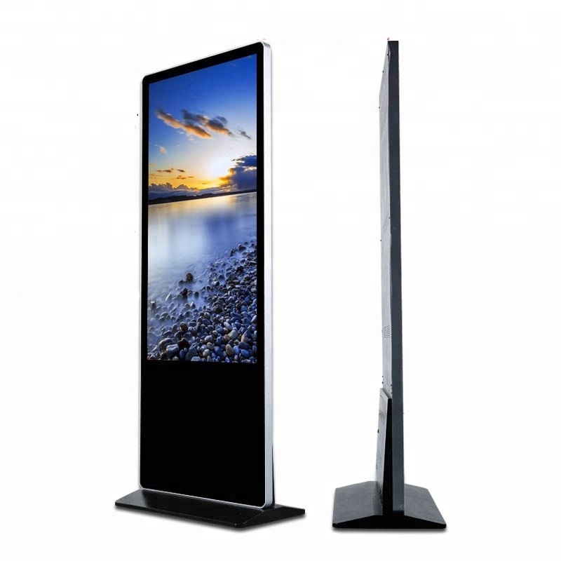 65" inch floor stand LCD totem Kiosk advertising signage monitor UHD 4K resolution supportHD-MI DP VGA input