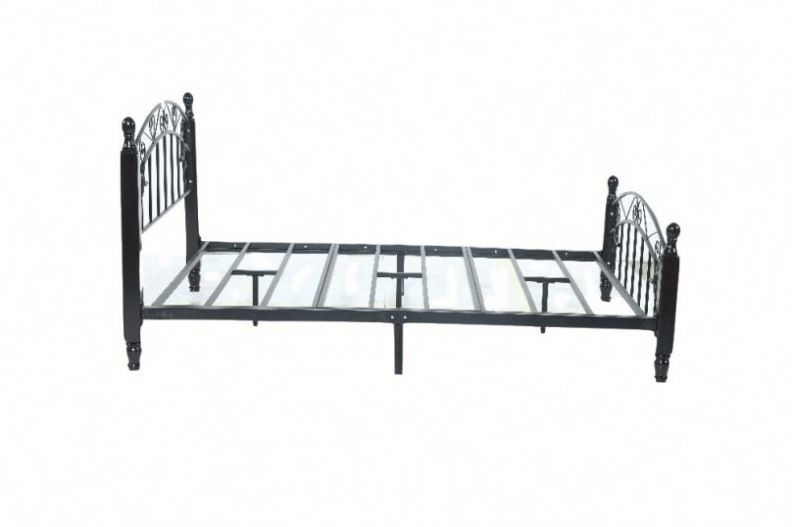 Black Adult Metal Double Bed Smooth Finish Edges Electrostatic Powder Coating