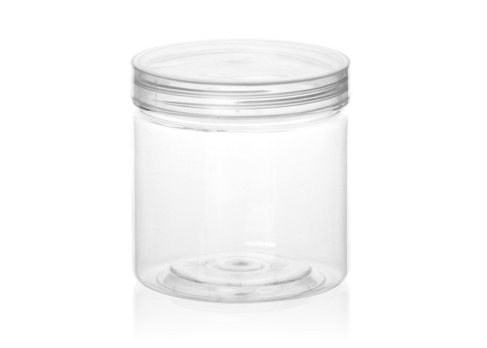 Square Eco-friendly Clear Pet Jars , Screwing Cap Clear Plastic Cylinder