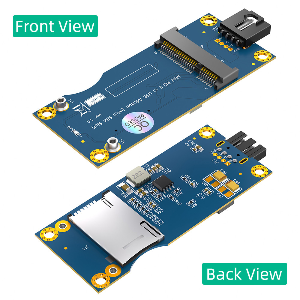 USB 2.0 9PIN Header to Mini PCI-E PCIe 52PIN Wireless Module Adapter with SIM Card Slot Ver 5.0 for GSM WWAN 3G 4G LTE