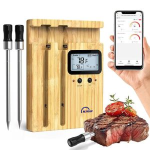  Digital BLE Bluetooth Wireless Dual Needle Meat Thermometer 50m APP Monitoring Thermometer Smart Alarm Grill Thermometer Manufactures