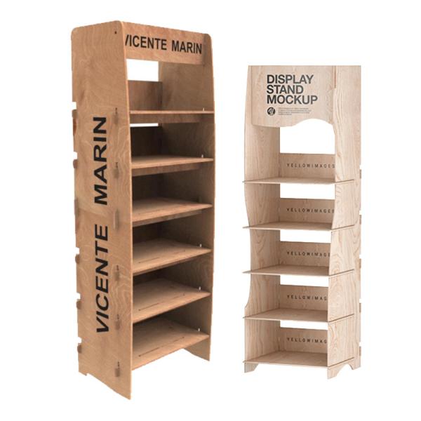 Bevis Modern 4-Layer Removable Wooden Plywood Display Racks Floor Stand for