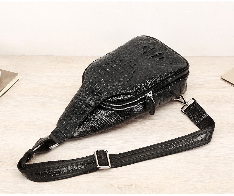 Exotic Crocodile Skin Men's Chest Bag Authentic Genuine Alligator Leather Male Messenger Bag Crossbody Shoulder Bag