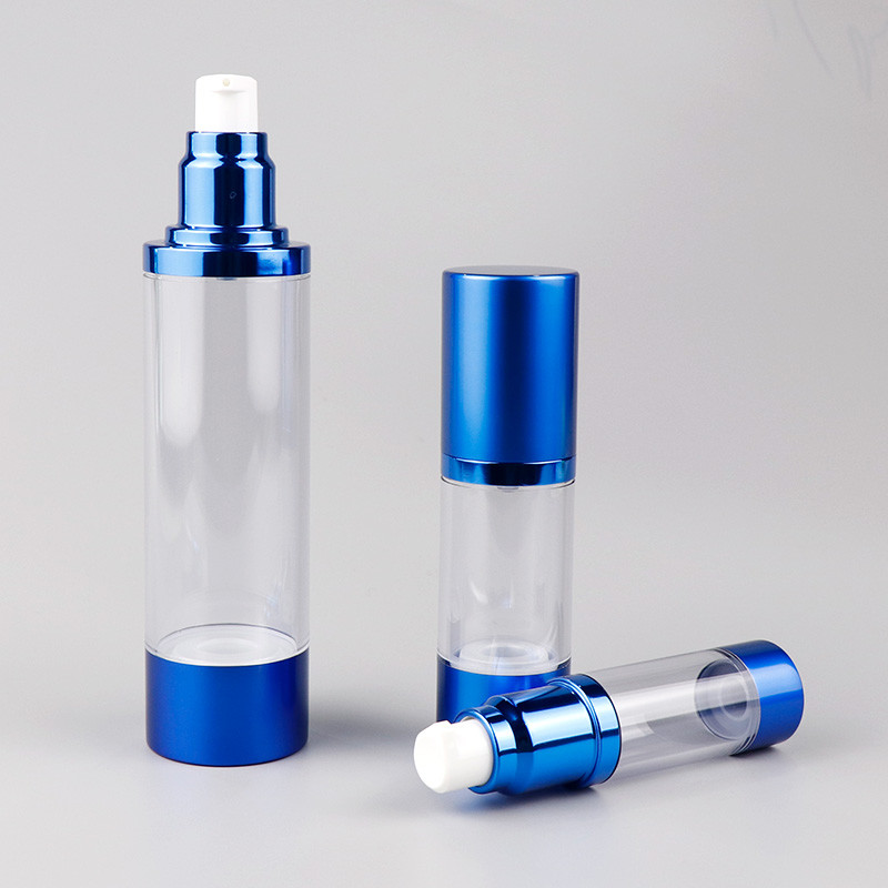 0.5OZ 1OZ 1.7OZ 3.4OZ Airless Spray Bottle Blue Round Cosmetic Bottle
