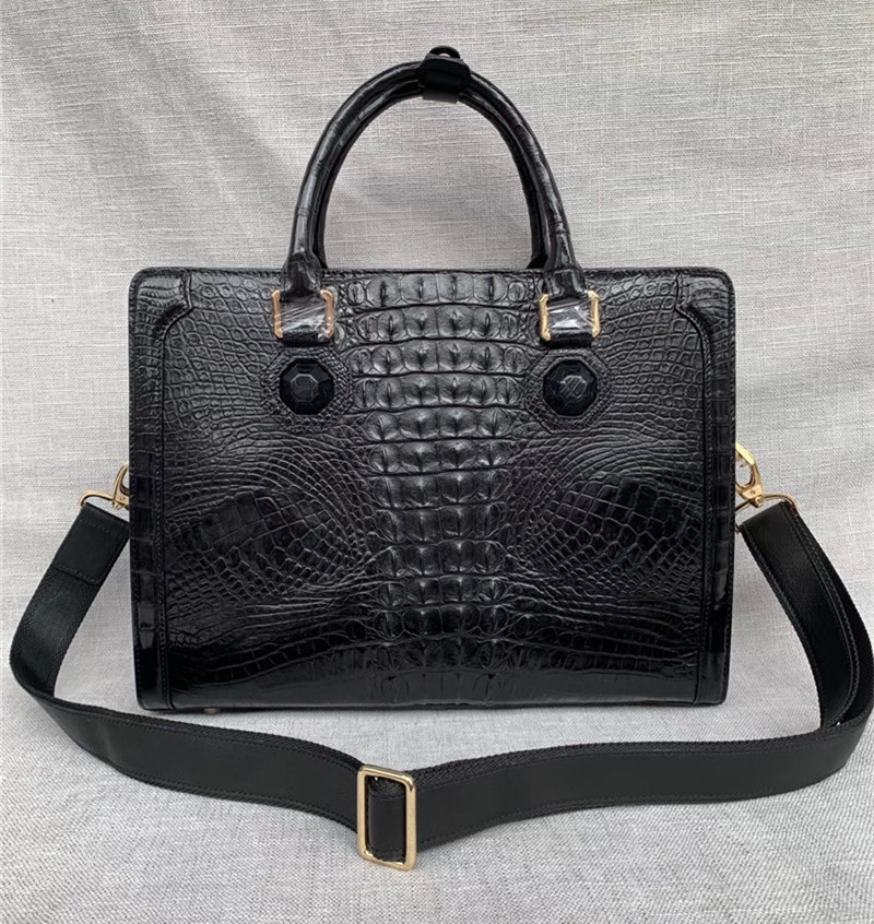 Genuine Crocodile Skin Businessmen Laptop Briefcase Exotic Alligator Leather Male Working Handbag Large Shoulder Bag
