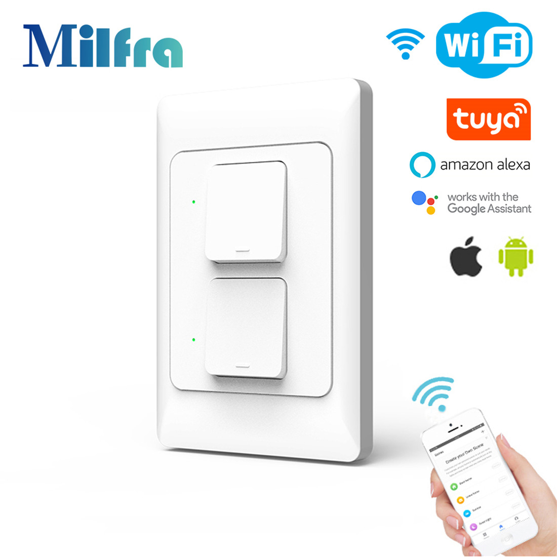 KS-811 No Netural Wire Smart Wall Switch 1 2 3 Gang