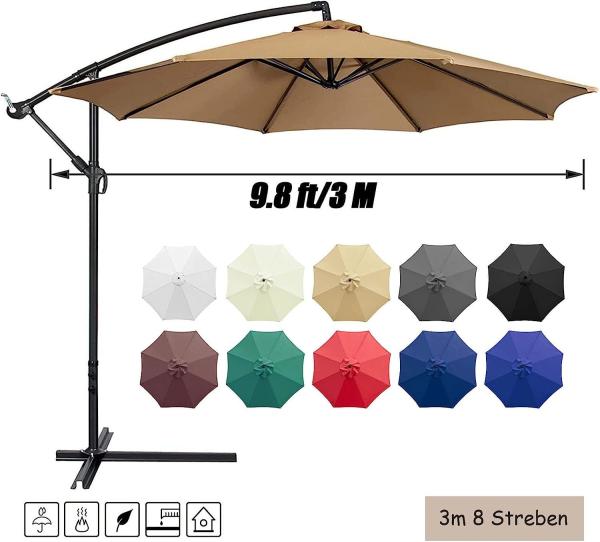 Patio Umbrella, Yard Umbrella Push Button Tilt Crank, Terrace Garden Restaurant