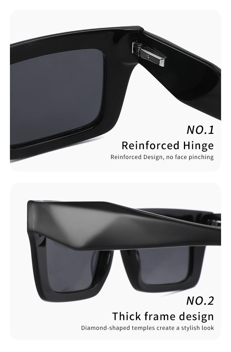 Unisex TAC Lens Square Acetate Sunglasses Thick Frame Two Colors