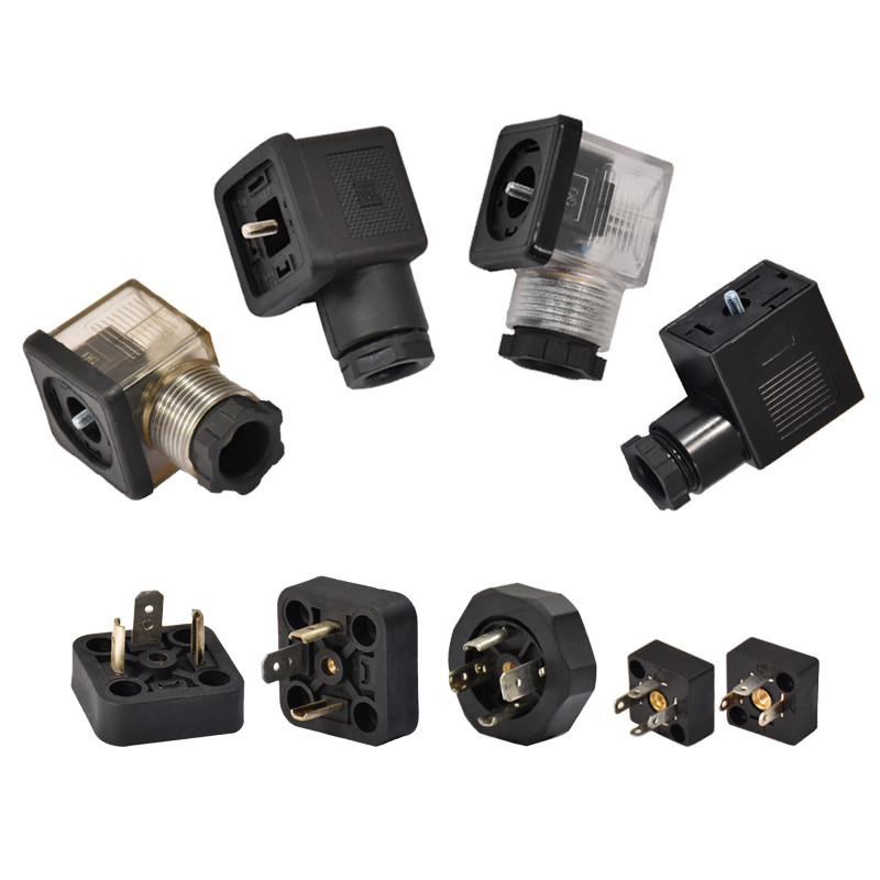 2PE 3PE Solenoid Valve Plug Base Wirable Controller LED Connector For Industrial Equipment