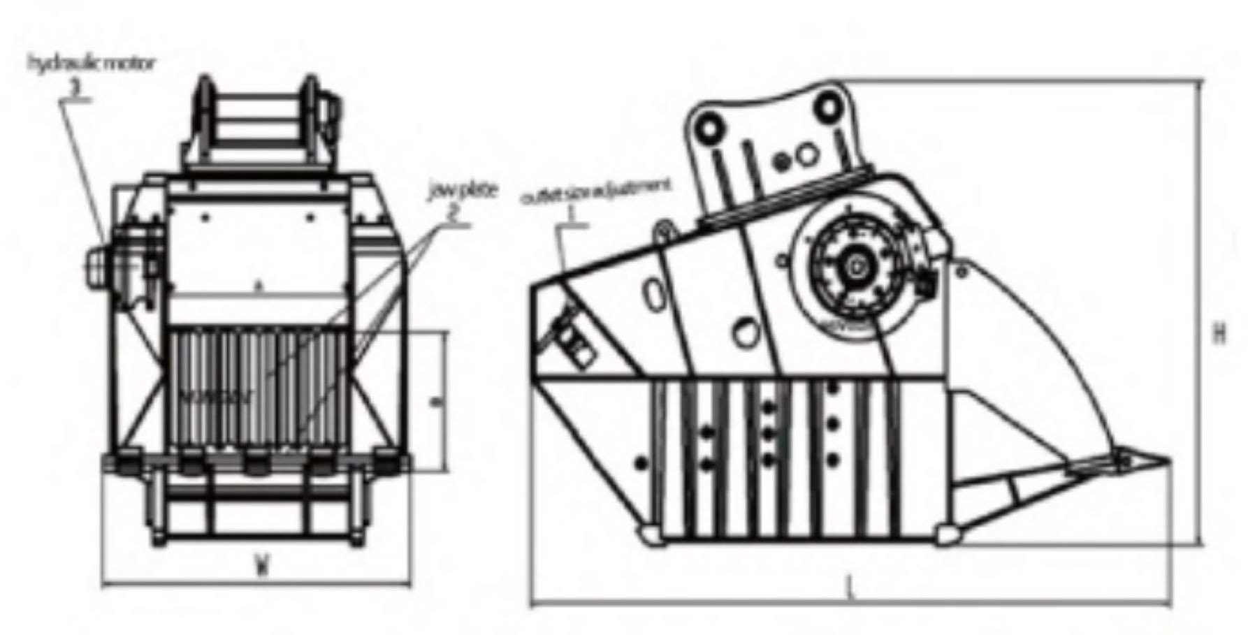 OEM Excavator Crusher Bucket Attachment For 5t -50t Liugong Sany Sunward