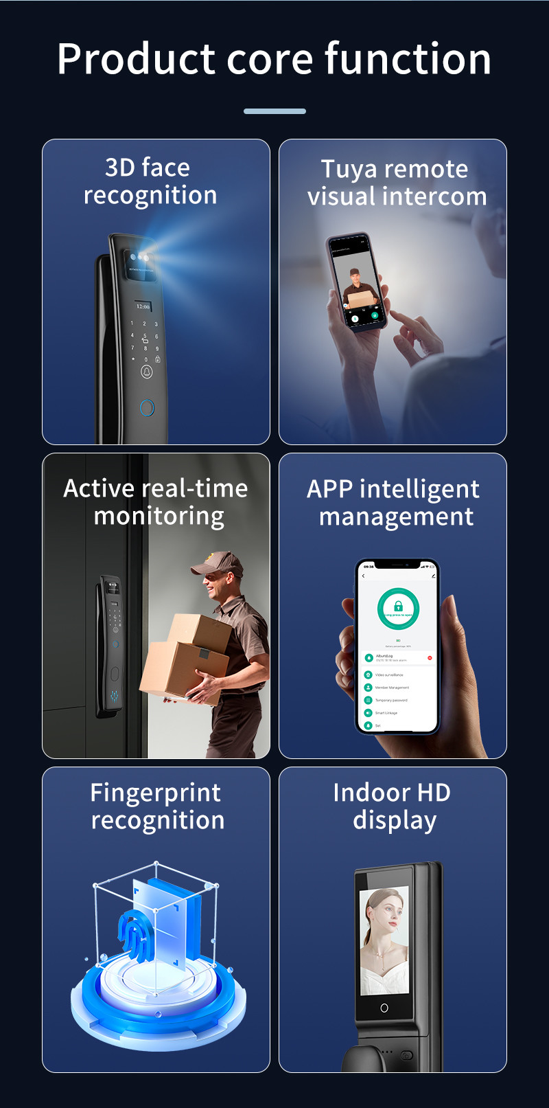 3D Face Smart Door Lock Fingerprint Video Calling Home Lock