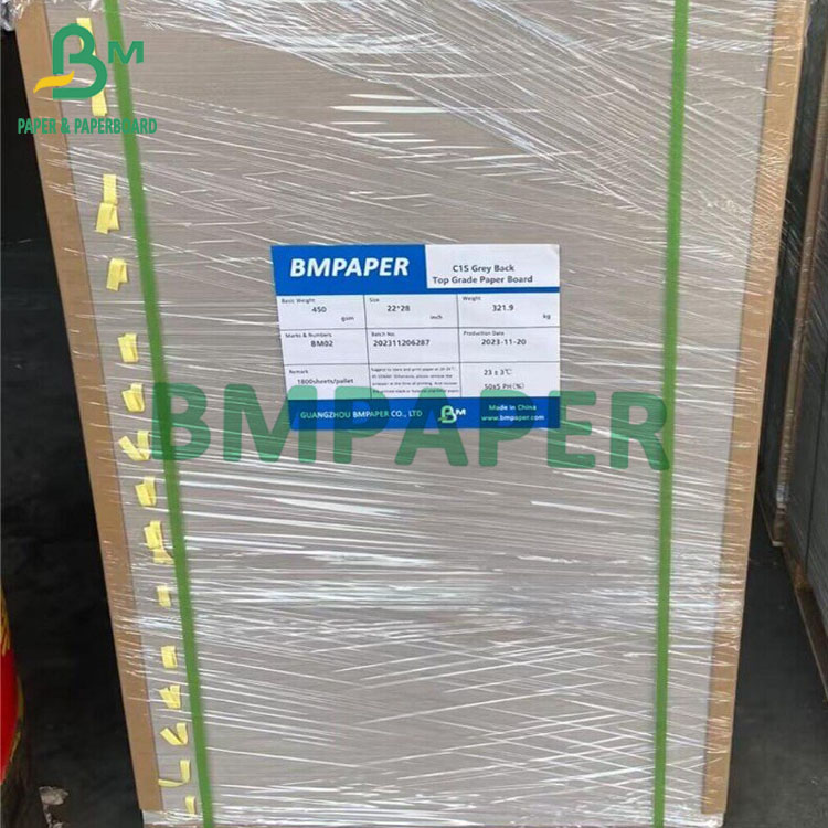 C1S Grey Back Paper Board 350gsm 450gsm 22 X 26 Inch Mark Every Mark Every 100 / 200 Sheets