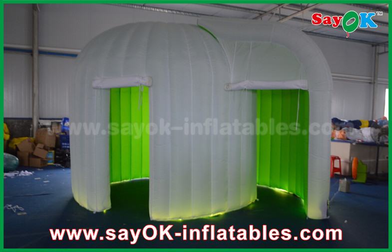 Green Background Inflatable Photo Booth Enclosure Double - Deck Photo Booth Tent