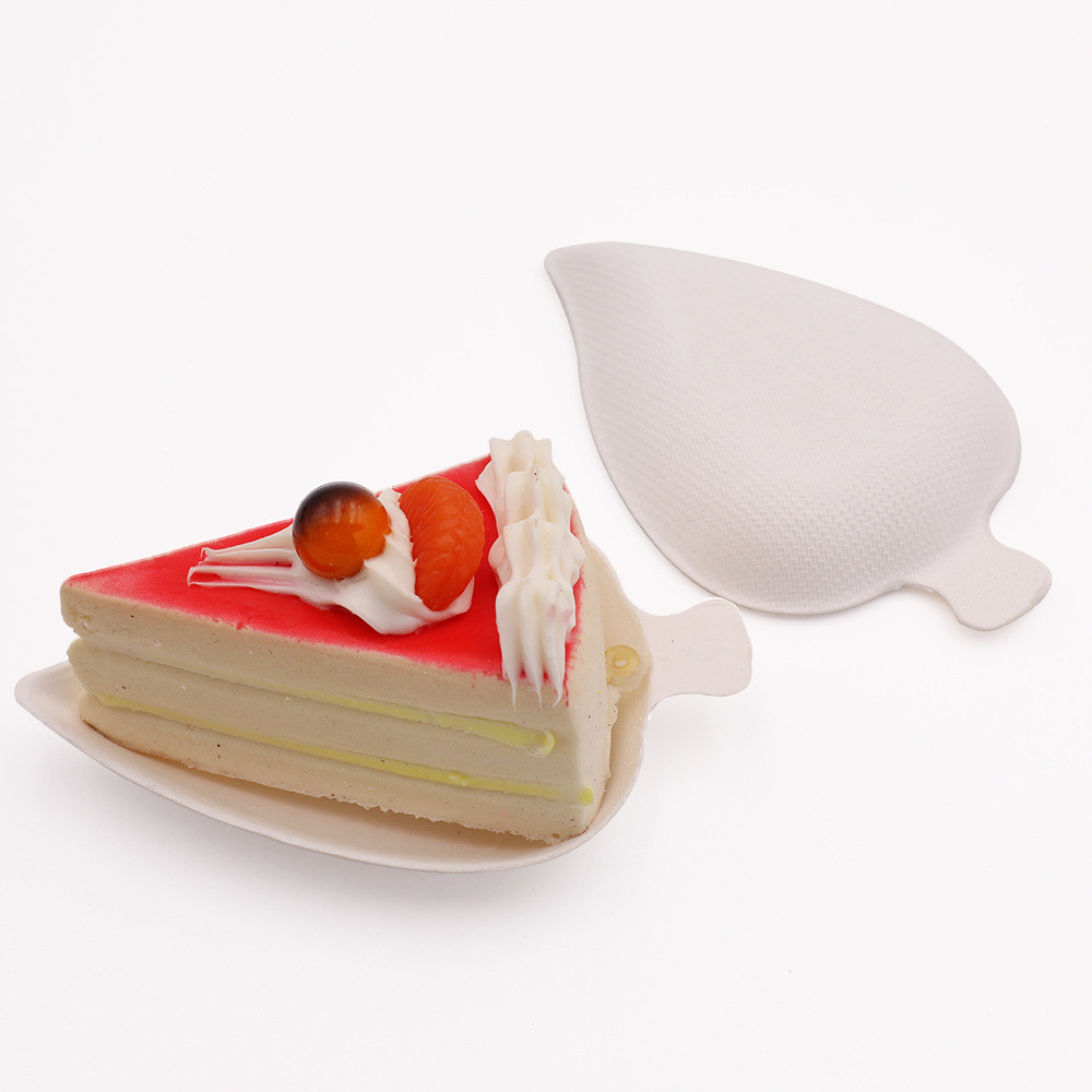 Disposable biodegradable leaf shape mini sugarcane DIY bagasse paper salad plate display tray