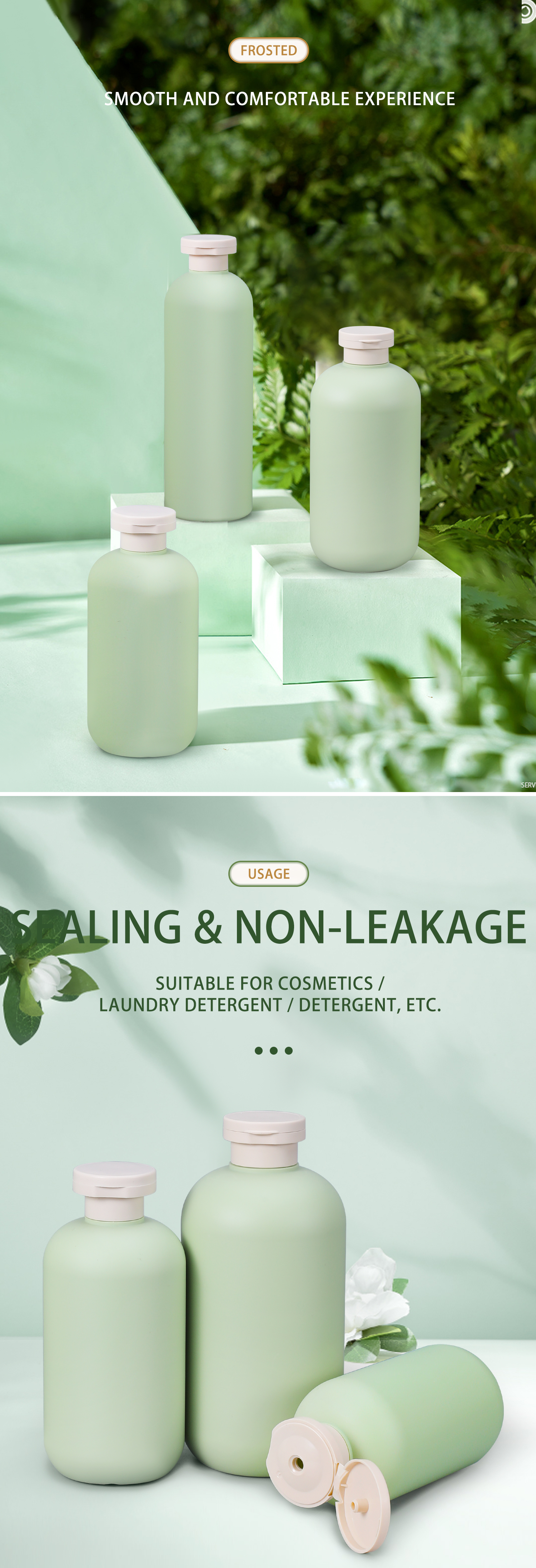 HDPE Material Plastic Cosmetic Shampoo Bottle With Flap Cap Custom Logo