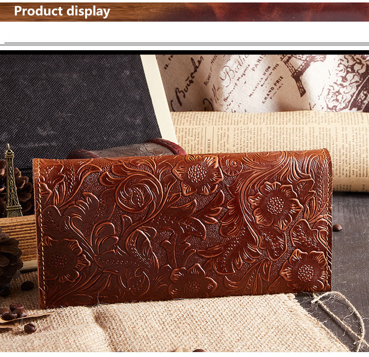 Daily Life Wallet Length Long Women Leather Wallet With Clear PVC Windows And Material