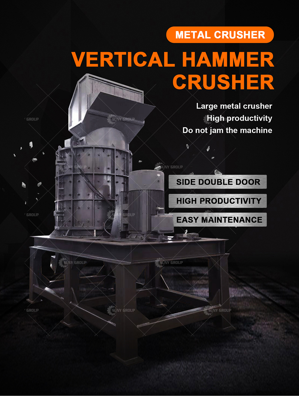 Manufacturing Plant Vertical Hammer Mill Shredder Aluminum Cast Crusher