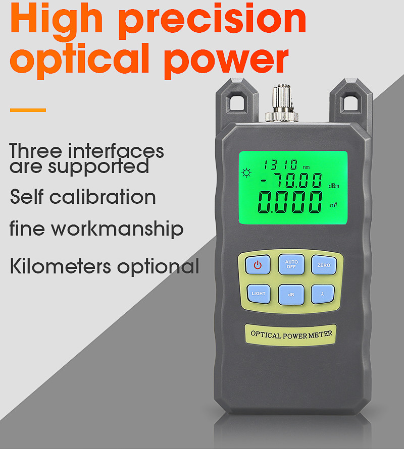 850-1625nm -70dBm +10dBm Handheld Optical Power Meter SC / FC Connector